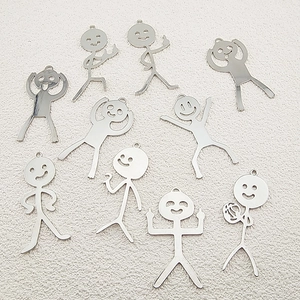 Set of ten funny silver alloy stickman pendants for DIY creative jewelry making