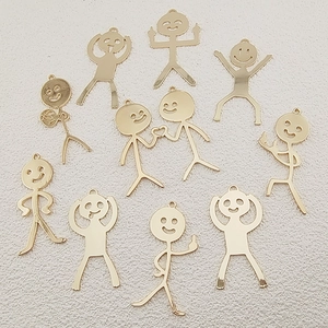 Golden alloy stickman pendants for DIY jewelry making with creative funny gestures
