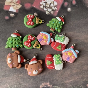 Pendentifs ours sapin de Noël en résine pour boucles d'oreilles DIY et porte-clés festifs