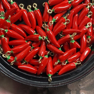 Vibrant red chili pepper charms made of alloy for DIY jewelry earrings and necklaces