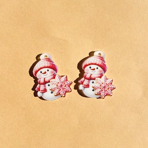 Cute acrylic snowman charms with red hat and snowflake for DIY jewelry accessories
