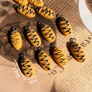 Miniature resin baguette bread charms for DIY jewelry making and funny accessories