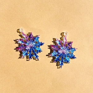 Blue-purple gradient snowflake charms for DIY jewelry making and earring pendants