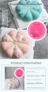 Detail showing flexible pink flower silicone mold and finished petal mousse cakes