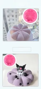 Macro view of eight-petal flower silicone mold and velvet textured mousse cake detail