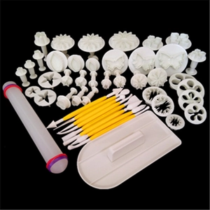 Plastic Fondant Cake Decorating Modeling Tools Embossing Molds Flower Butterfly Shape Carving Pens Smoother Rolling Pin DIY Baking Kit