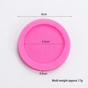 Pink silicone lemon slice mold for baking and chocolate craft, 6cm diameter size