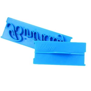 Blue script Happy Birthday embossing stamps for fondant cakes and cookies