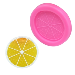 Pink silicone mold for DIY lemon slice shaped fondant, cakes and chocolate creations