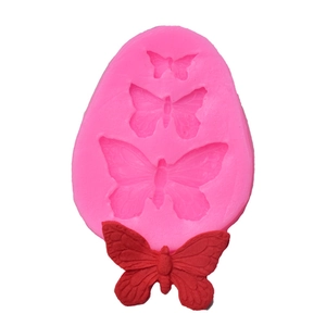 Rosa Silikonform mit 3 Schmetterlingen für Fondant-Kuchen und Schokoladenmousse-Deko