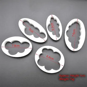 5-piece set of white cloud and wavy plastic cookie cutters for baking and DIY crafts
