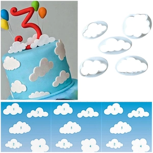Cloud Shape Fondant Cutter Food Grade Plastic Baking Mold For Cake Decoration Sugarcraft Tool Cookie Cutting Modern Minimalist White Set