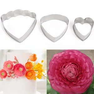 Three-piece stainless steel petal cutters for DIY fondant and cake decoration