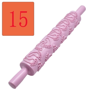 Pink embossed rolling pin with foot patterns for DIY fondant and cake decorating