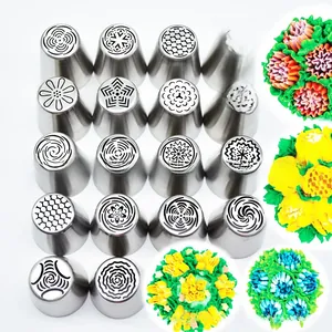 Set de 18 douilles de pâtisserie en acier inoxydable pour décorer gâteaux et fleurs
