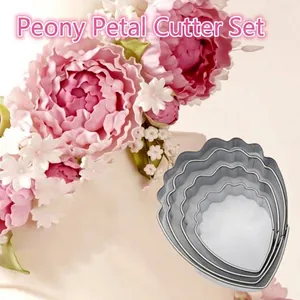 4-piece stainless steel peony petal cutter set for DIY fondant and cake decorating