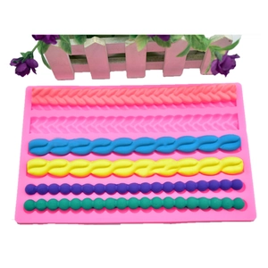 Braid Rope Artificial Pearl Texture Cake Fondant Mold Food Grade Silicone DIY Jewelry Gemstone Chocolate Baking Decoration Tool
