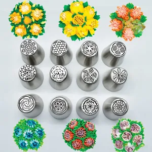Lot de 12 douilles russes en acier inoxydable pour décors de gâteaux variés et créatifs