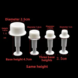 Size chart for 4pcs set of spring plunger molds for fondant cake and cookie decorating