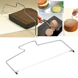 Adjustable stainless steel cake leveler with wire for slicing sponges and cheese