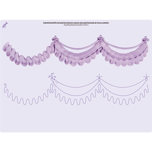 Cake decorating practice sheet showing embellished ruffle garland with tips 104 and 3