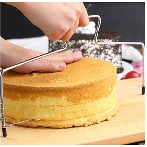 Adjustable stainless steel dual wire cake slicer cutter for precise sponge cake layering