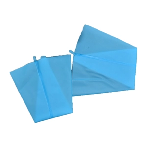 Set of two light blue silicone piping bags for cake and cookie decorating with hanging loops