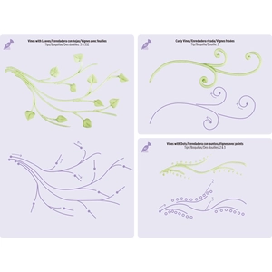 Detailed piping practice sheets showing vine patterns and 45-degree angle techniques