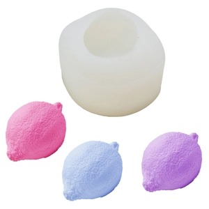 Detail of lemon silicone mold with textured surface for DIY candle and soap making