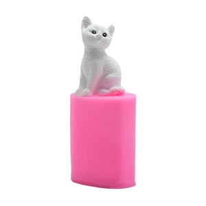 3D cat silicone mold set for DIY fondant mousse cakes and animal shaped candle making