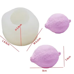 3D lemon silicone mold for DIY baking and candles with dimensions shown on white background