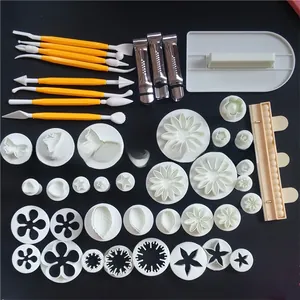 Macro shot of 4pcs round and oval plunger cutters for fondant cake and cookie decorating