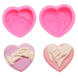 DIY Heart Silicone Mold with 3D Hand-Holding Design for Soap and Fondant Making
