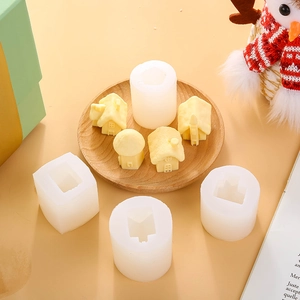 DIY 3D house-shaped silicone molds for cake, chocolate, and candle making with five styles