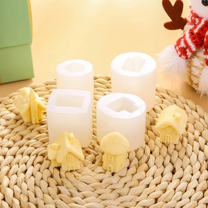3D miniature house silicone mold set for cake decorating, candles, and handmade crafts