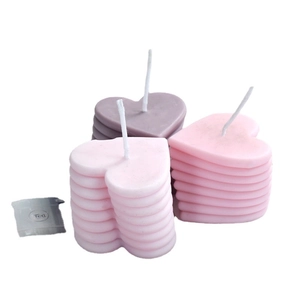 Ensemble de bougies empilables en forme de cœur rose et violet pour déco DIY