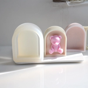 Arch door frame silicone mold set for DIY handmade candles and plaster bear decorations