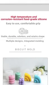 Close-up of food-grade silicone biscuit molds showing heat-resistant texture and details