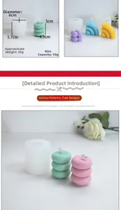 Detailed size parameters for DIY rainbow and cube silicone candle molds in soft white