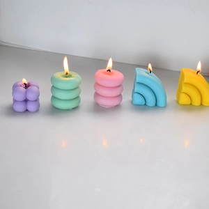 Creative cube and rainbow bubble silicone molds for candles in five macaron colors