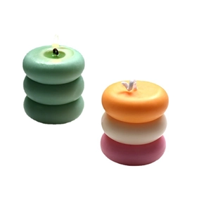 Minimalist WiFi cube silicone mold for stacked donut scented candles in multi-color