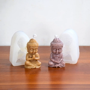 DIY Buddha silicone candle mold set for handmade Amitabha statues and Zen decor