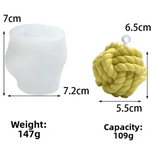 Detail of wool ball knot silicone mold with weight and capacity specifications