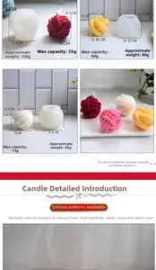 Macro shot of 3D knit ball silicone mold textures and finished rope knot candles
