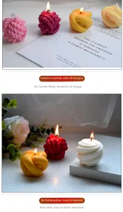 Detail of creative knot and spiral shaped candles made from high quality silicone molds