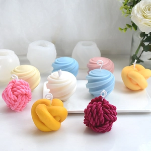 Creative Wool Ball Knot Shape Silicone Candle Mold DIY Handmade Soap Resin Gypsum Craft Mold Geometric Scented Candle Making Tool