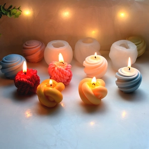 Silicone mold for creative wool ball and knot candles with diverse textured designs