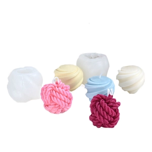 DIY knot ball candle silicone mold with finished handmade textured scented candles