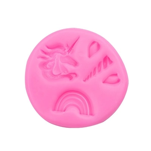 Stampo rotondo in silicone unicorno rosa per decorazione torte e cioccolato fai-da-te