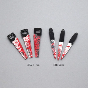 Halloween bloody chainsaw and dagger charms for DIY jewelry making set of six pieces